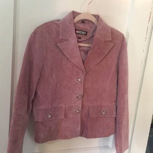 Pink waist high genuine leather jacket xoxo large